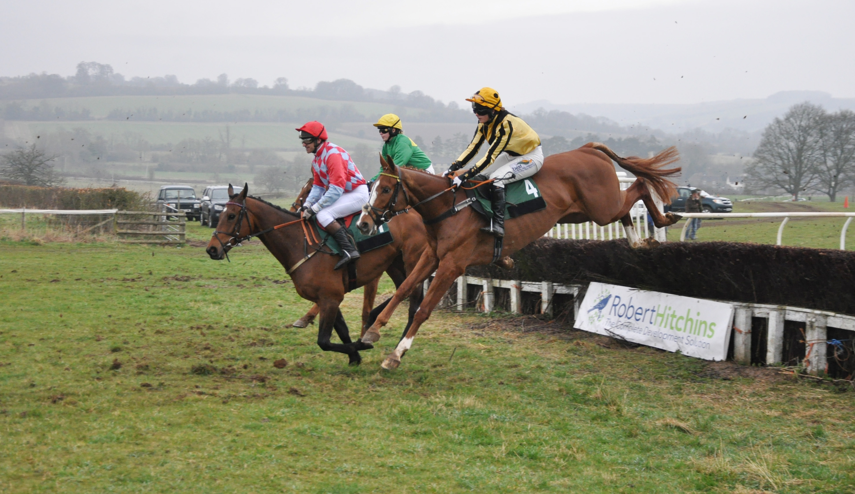 Eurobot (near side) under Gina Andrews picks up the GX Land Rovers Open Maiden at this year's Andoversford Races